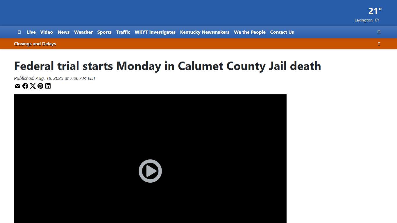 Federal trial starts Monday in Calumet County Jail death